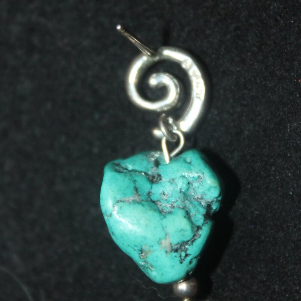 925 Sterling Silver Genuine Rock Turquoise Necklace & Earrings Set Bundle 94Gr - Picture 6 of 6